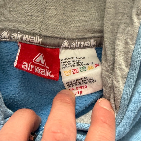 Y2K Airwalk Faded Blue Vintage Oversized XL Zip-up Hoodie Skater - Picture 4 of 11